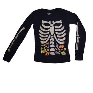 CHILDRENS PLACE glow in the dark skeleton candy long sleeve sleep top 8‎